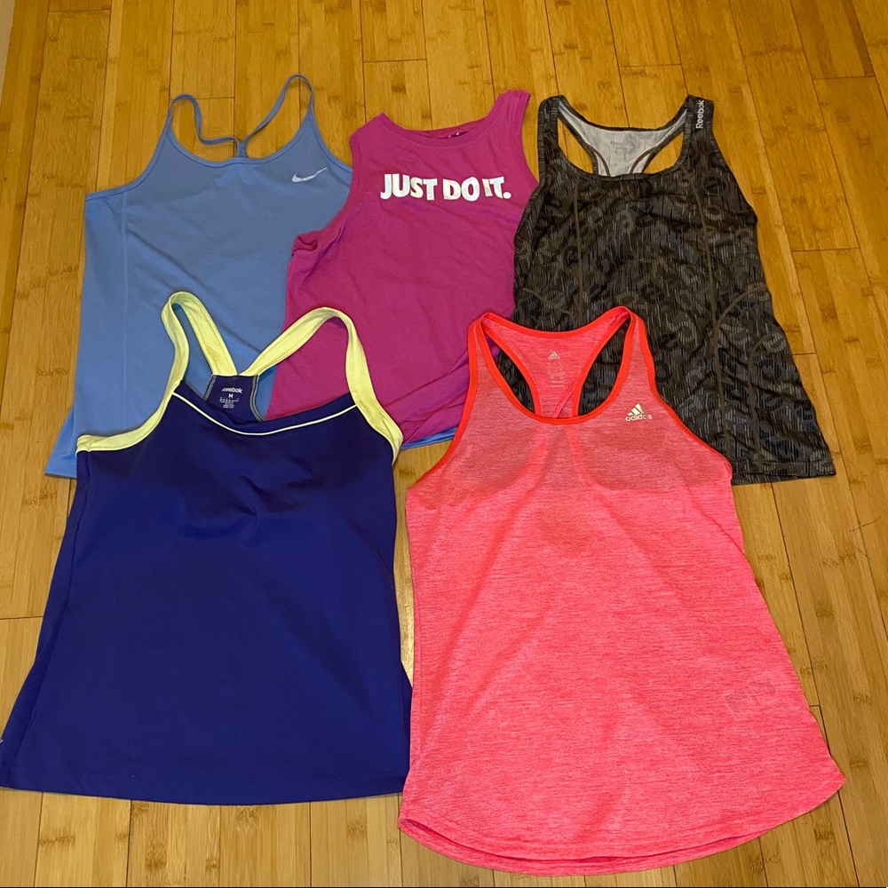 SOLD 5 Racerback Tank Top Bundle Nike Reebok sz M